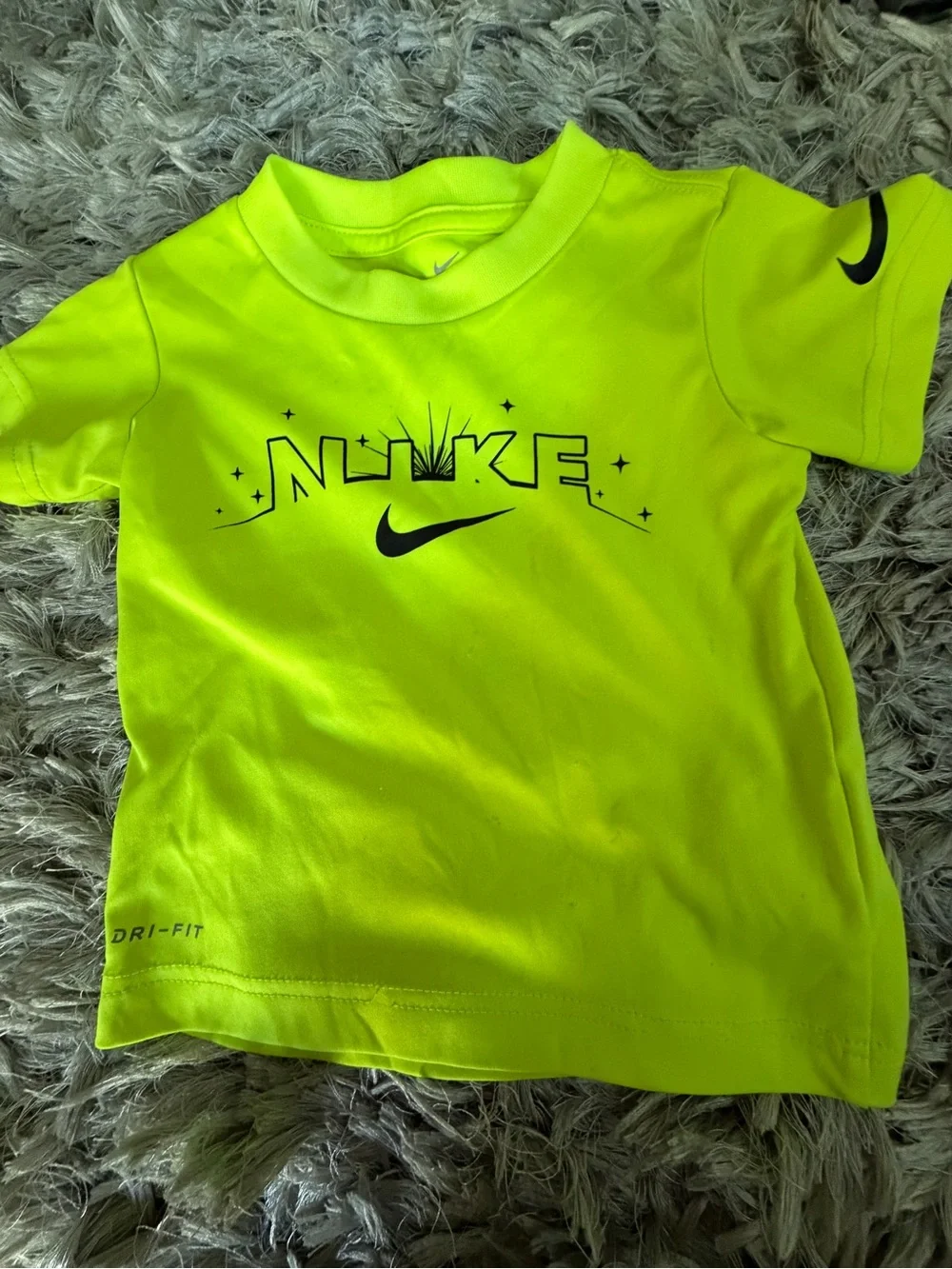 Nike Neon Yellow 3 piece Athletic Tank & Tee with Gray Shorts Set baby 2T